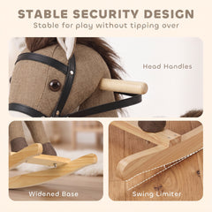 Qaba Rocking Horse, Back and Forth Rocking, Ride on Horse Toy with Sound Effects, for 12-36 Months Toddlers, Dark Brown