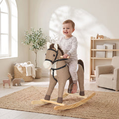 Qaba Rocking Horse, Back and Forth Rocking, Ride on Horse Toy with Sound Effects, for 12-36 Months Toddlers, Dark Brown