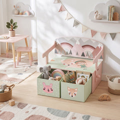 Qaba Kids Toy Box Chest, 3-in-1 Convertible Storage Chest with 2 Non-Woven Drawers for Bedroom, Kids Room for Ages 3-6, Pink