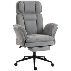 HOMCOM Criss Cross Office Chair with Flip Armrests, Adjustable Headrest, Swivel Tilt Reclining Desk Chair with Wheels, Gray