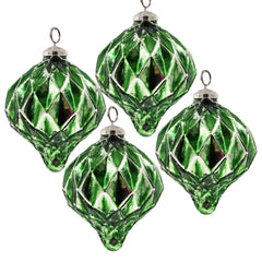 4.2x4.2x5.1" Christmas Ball Ornaments, Glass Decorative Hanging Ball Christmas Tree Ornaments for Holiday Party Decorations, Set of 4