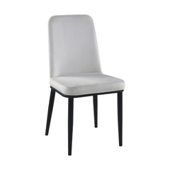 Beige Velvet Side Chair Set of 2pcs Black Metal Legs Upholstery Contemporary Dining Furniture