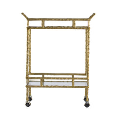 23.5x13.5x30" Twig Bar Cart, Antique Brass