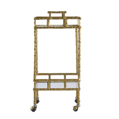 23.5x13.5x30" Twig Bar Cart, Antique Brass