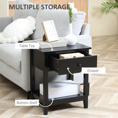 HOMCOM End Table, 2-tier Side Table with Drawer and Storage Shelf, Modern Sofa Side Table for Living Room, Gray