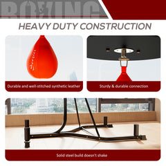 Soozier 2-in-1 Punching Bag Stand, Adjustable Height Heavy Bag Stand with Weighted Base and Speed Bag for Home, Black