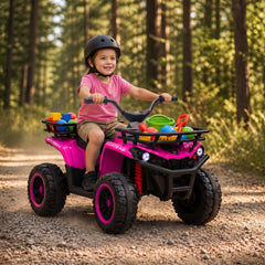 Qaba 24V Ride on ATV, 4 Wheeler for Kids with Dual Motors, Soft Start, Battery Display, Music, Lights for 3-8 Years, Pink