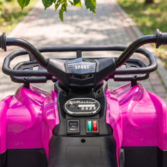 Qaba 24V Ride on ATV, 4 Wheeler for Kids with Dual Motors, Soft Start, Battery Display, Music, Lights for 3-8 Years, Pink