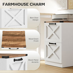 HOMCOM Vertical Storage Drawers Farmhouse X Pattern Printer Stand Fits Letter Files 2 Drawers White