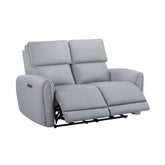 Jeromie Gray Synthetic Leather Power Motion Loveseat w/USB Port