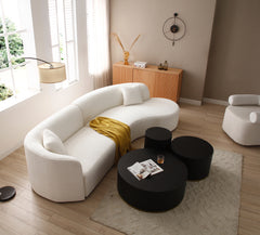 Luxury Modern Style Living Room Upholstery Curved Sofa with Chaise 2-Piece Set, Right Hand Facing Sectional, Boucle Couch, White (Same Sku:W876S00299)