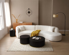 Luxury Modern Style Living Room Upholstery Curved Sofa with Chaise 2-Piece Set, Right Hand Facing Sectional, Boucle Couch, White (Same Sku:W876S00299)