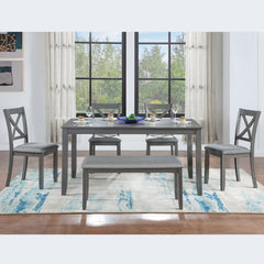 6 Piece Kitchen Dining Set (Table + Chairs + Bench)