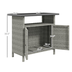 Outsunny Wicker Outdoor Storage Cabinet with Two Doors and Shelf for Outdoor Pool Towel Storage, Gray