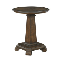 Classic Traditional Brown Finish Round Pedestal End Table Durable Wood Living Room Furniture 1pc