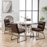 Innes 5-Piece Round Dining Set, Trestle Dining Table with 4 Stylish Chairs, Antique Brown