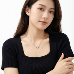 Star Wish 18K Rose Gold White Diamond Necklace