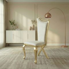 Gorgeous Streamlined white PU stainless steel dining chair, set of 2