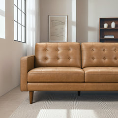 Lucco Genuine Tan Leather Right-Facing Sectional Sofa
