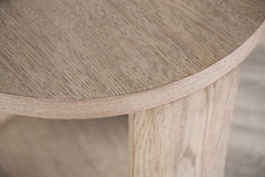 Modern Style 1pc Round End Table Open Bottom Storage Oak Finish Primary Living Room