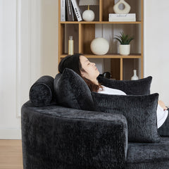 55''L Chenille Foam Single Swivel Chair, Fluffy Modern Sleeper, 360 Degree Swivel Chair for Living Room, Bedroom, Lounge and Projection Room