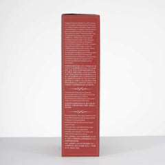 Tall rectangular red box with text on a white background