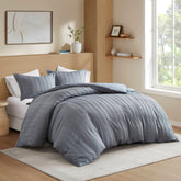 3-Piece Cal King Woven Striped Duvet Set