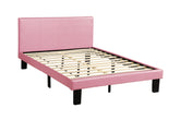 Simple Modern Pink Faux Leather Upholstered Full Size Bed Bedroom Wooden Slats 1pc Platform Bedframe