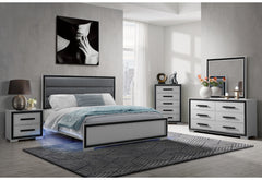 ADELAIDE GREY BLACK KING BED W/LED