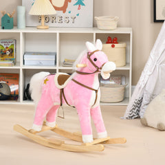 Qaba Rocking Horse Toddler Ride On Horse with Sound Saddle, Pink