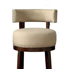 Bar Chairs 2pc 25" Supported On Rich Dark Wooden Legs The Fabric Padded Seats And Backrests Provide Comfortable Seating