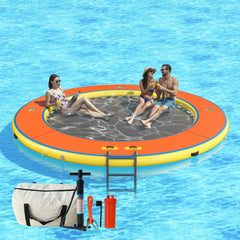 AMERLIFE 8FT/10FT/12FT Hexagon/Circle/Triangle Inflatable Water Hammock for Adults, Fun for Kids Ages 3+, Floating Raft Dock Platform with Mesh, Heavy Duty Water Float Dock for Lake, Beach, Summer Party