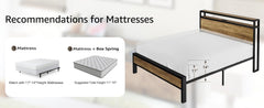 AMERLIFE Industrial Full /Queen/King Size Bed Frame, Rustic Metal Bed Frame with 2-Tier Storage Headboard and Charging Station, No Box Spring Needed/No Mattress/Small Unique Home Furniture Room/Best Gift Ideas/Christmas Gifts