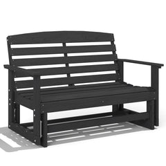 Outsunny Patio Glider Bench w/ HDPE Slatted Double Rocking Chair, Distressed Black