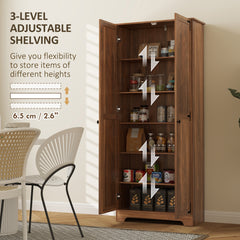 HOMCOM 72" Farmhouse Pantry Cabinet, Freestanding Food Pantry Cabinet with Adjustable Shelves, Brown
