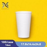 100 Pack 16oz Paper Cups, Coffee Cups, White Paper Hot/Cold Disposable Beverage Drinking Cup for Water, Juice, Coffee, Tea