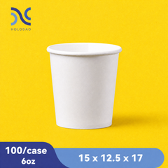 100 Pack 6oz Paper Cups, Coffee Cups, White Paper Hot/Cold Disposable Beverage Drinking Cup for Water, Juice, Coffee, Tea