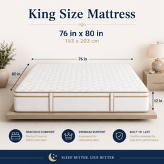 Furni 12 Inch Hybrid Mattress – Individually Wrapped Coils, Cooling Comfort, Multiple Sizes