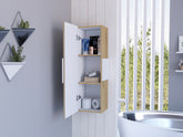 Vanguard Medicine Cabinet, Three Shelves, Single Door Cabinet -White / Light Oak