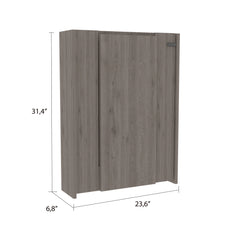 Vatta Wall Foldable Table, Seven Interior Shelves, Extending Table -Light Gray
