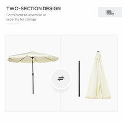 Outsunny 9 ft Cantilever Umbrella with Push Button Tilt and Crank Tassles and 8 Ribs Shade Umbrellas for Garden