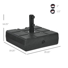 Outsunny Umbrella Stand for 1.5", or 1.9" Umbrella Poles, Fillable Umbrella Base, Black