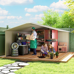 Outsunny Garden Metal Shed, Storage Shed Utility Storage with Double Locking Doors for Bike, Yard Tools, Light Gray