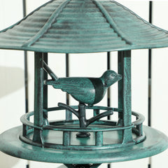Outsunny 3 in 1 Garden Bird Bath Bowl Pedestal with Bird Feeder, Large Water Basin, Underneath Flower Planter, Green