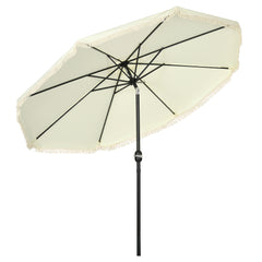 Outsunny 9 ft Cantilever Umbrella with Push Button Tilt and Crank Tassles and 8 Ribs Shade Umbrellas for Garden