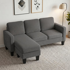 HOMCOM Sectional Sofa, L Shaped Couch, with Reversible Chaise or Ottoman, Dark Gray