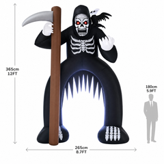Giant Inflatable Halloween Skeleton Reaper Arch 3.6m with LED Lights