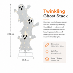 Halloween Twinkling Ghost Stack Outdoor Decoration 1.03m with Timer
