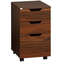 HOMCOM 3 Drawer Mobile File Cabinet, Rolling Printer Stand, Vertical Filing Cabinet, Brown Wood Grain