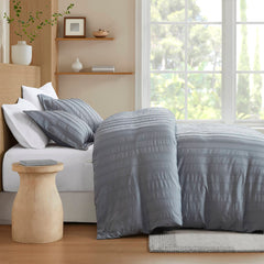 3-Piece Cal King Woven Striped Duvet Set